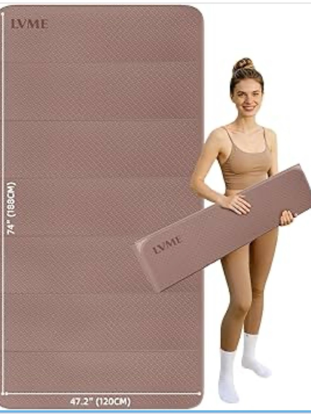 BNIP Large Yoga Mat, 75"x48" Extra Wide & Long Yoga Mat Foldable